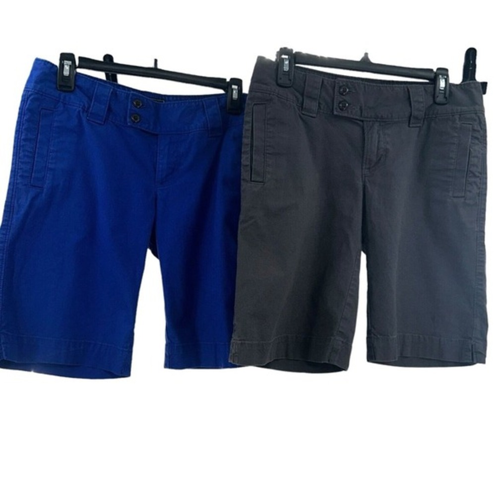 The North Face Size 6 Bermuda Shorts Royal Blue Gray Solid Color Belted Gorpcore